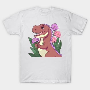 cute t-rex with flowers T-Shirt